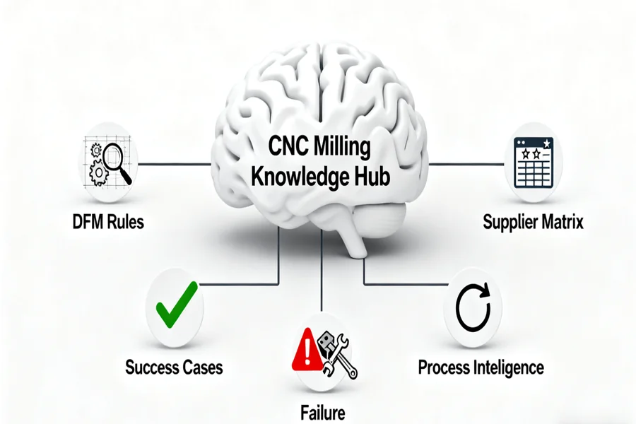 Engineers using digital annotation tools for collaborative prototype design review in a modern manufacturing facility with 3D printers and CNC machines in background, highlighting real-time iteration and ISO 9001 compliance. 